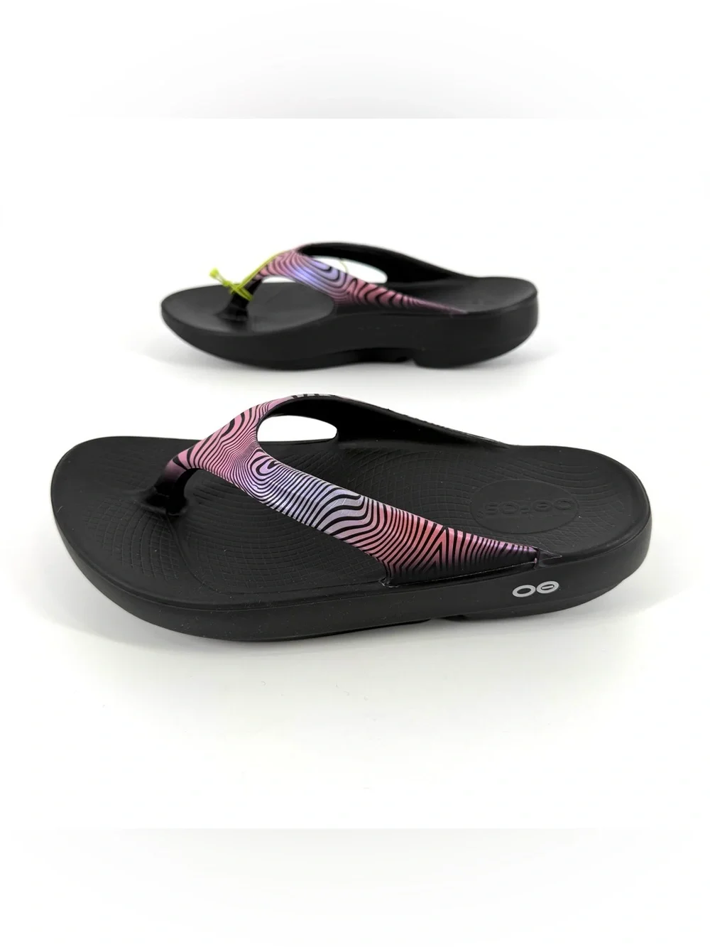 OOFOS OOlala Limited Edition Sandal Womens Size 7 Disco Zebra Recovery Cushion